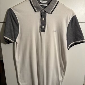 Calvin Klein White and Gray Polo Shirt